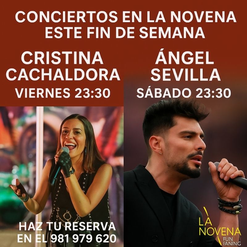 Cartel conciertos Cristina Cachaldora y Ángel Sevilla en La Novena Fun Dining