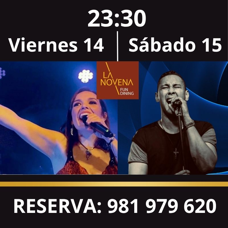 Cartel promocional de los conciertos de Cristina Cachaldora y Álex Rodríguez en La Novena Fun Dining