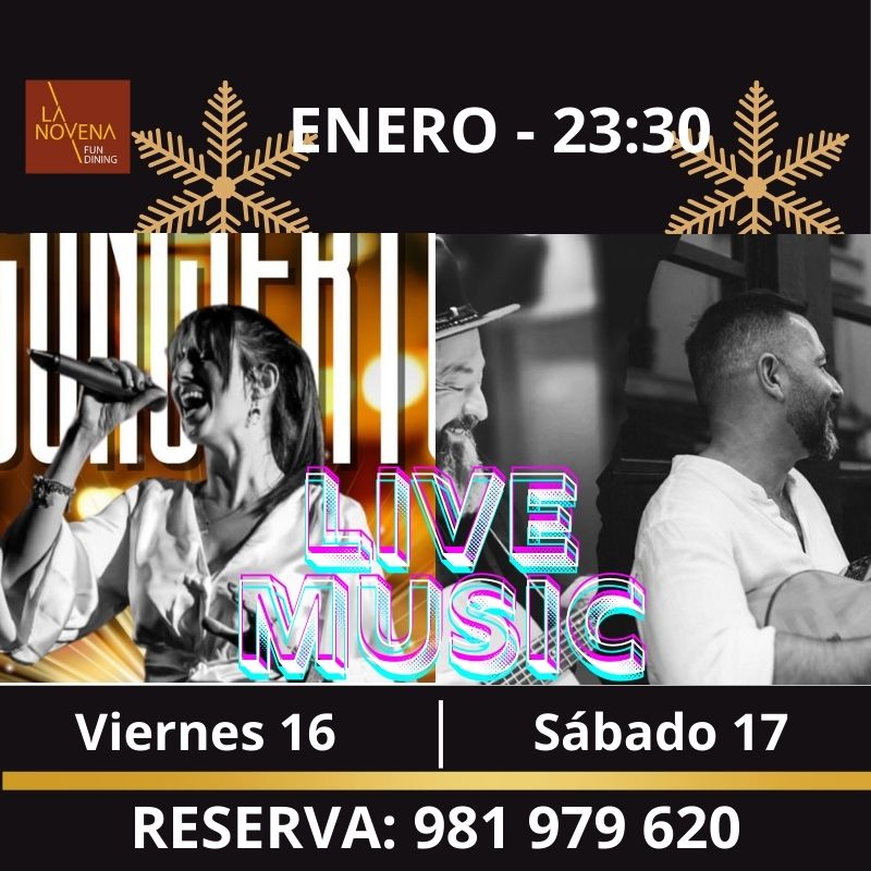 Música en directo en La Novena Fun Dining con Nunzia y Jose Brea y Santi López el fin de semana del 16 y 17 de enero