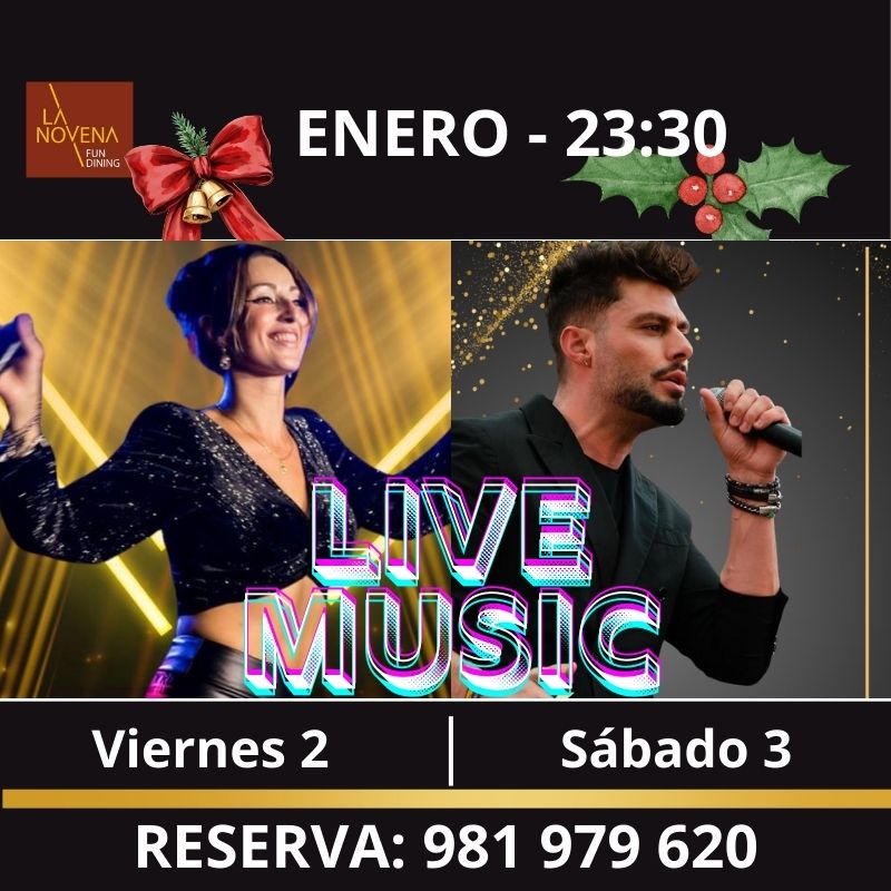 Nunzia y Ángel actuando en directo en La Novena Fun Dining durante el primer fin de semana musical de enero en A Coruña