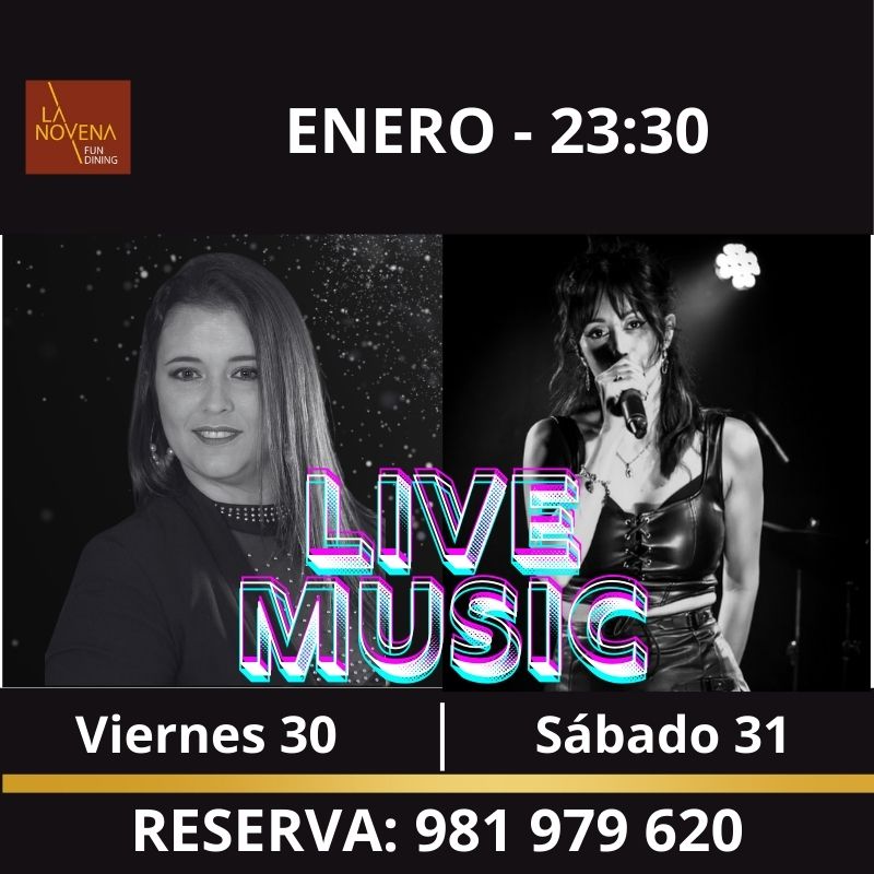 Cartel de música en directo en La Novena Fun Dining con Aixa el viernes 30 y Nunzia el sábado 31 de enero