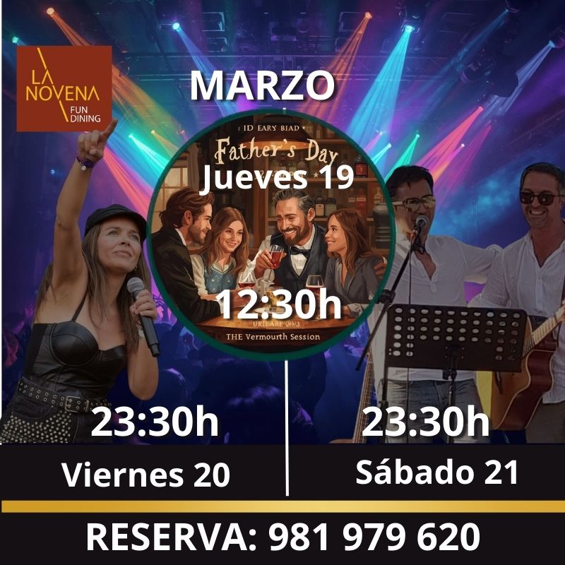 Música en directo en La Novena Día del Padre Salva y Dani Cristina y LUX en A Coruña