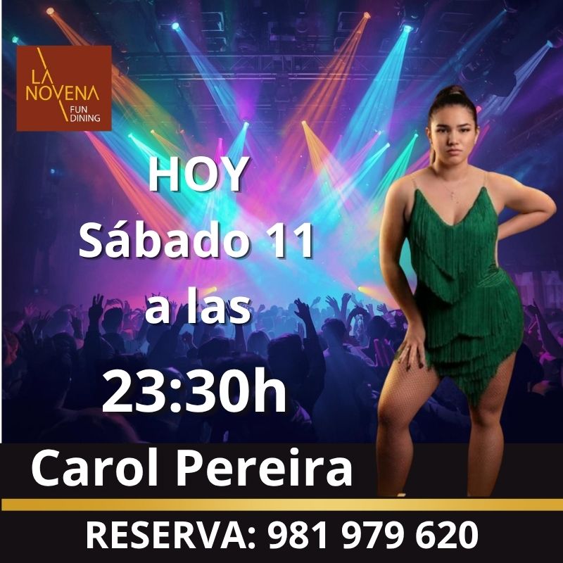 Actuación de Carol Pereira en La Novena con música en directo en A Coruña sábado 11 de abril