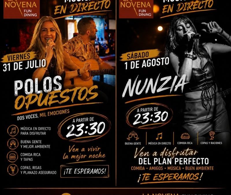 Polos Opuestos y Nunzia llenan de música en directo La Novena este fin de semana