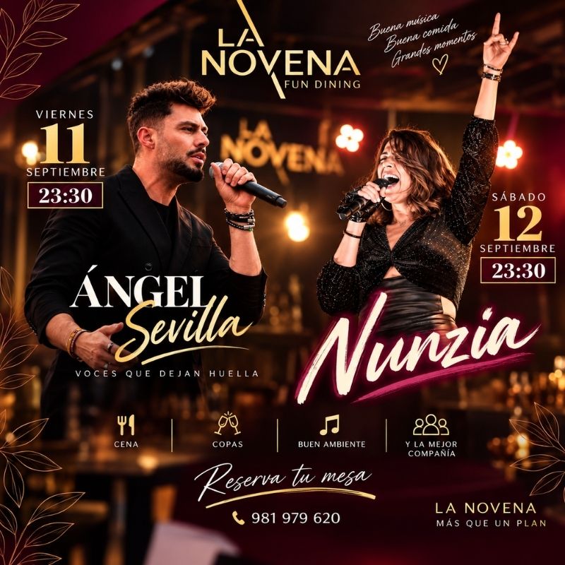 Ángel Sevilla y Nunzia en La Novena – música en directo 11 y 12 de septiembre