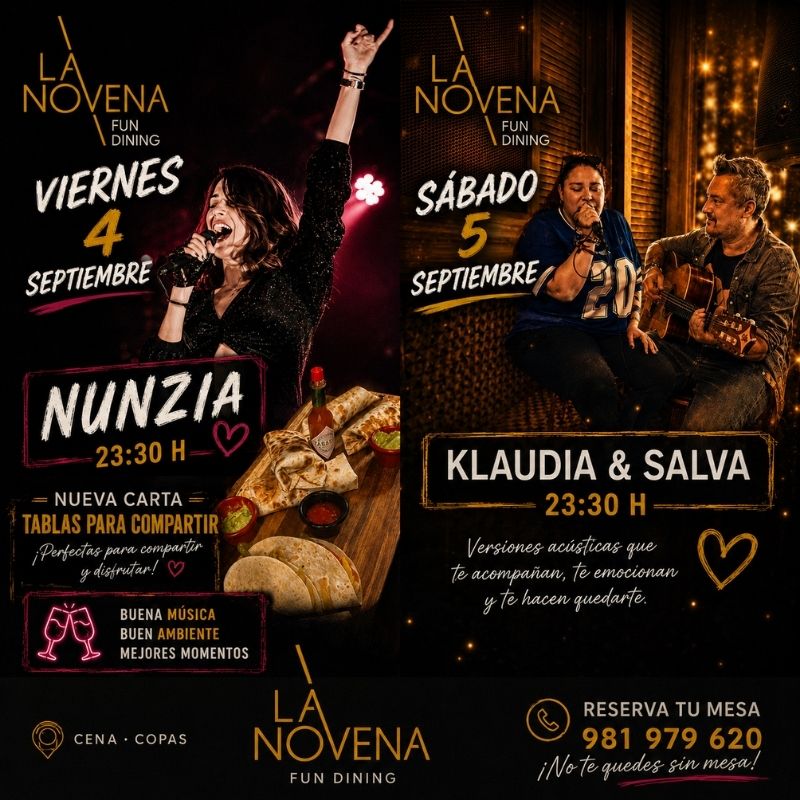 Música en directo en La Novena con Nunzia y Klaudia & Salva – 4 y 5 de septiembre