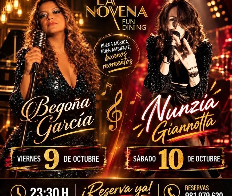 Música en directo en La Novena: Begoña García y Nunzia Giannotta el 9 y 10 de octubre